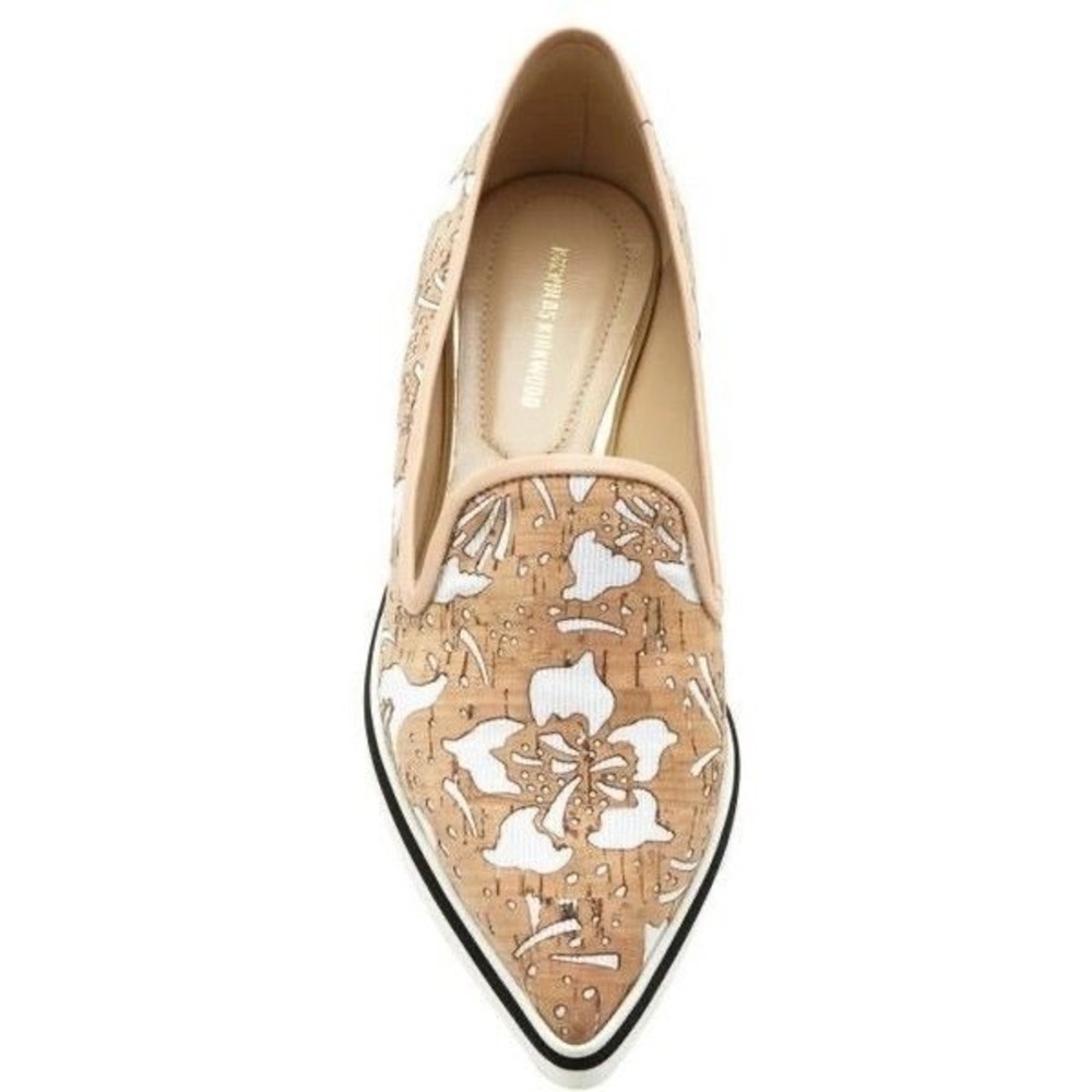 Nicholas‎ Kirkwood floral motif slip on sneakers flats loafers cork canvas sz 37